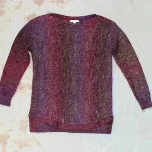WESTPORT 1962 Pullover Sweater Burgundy Marled Lightweight Split Hem Women Med